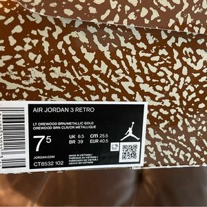 Size 7.5 Air Jordan 3 Retro Palomino